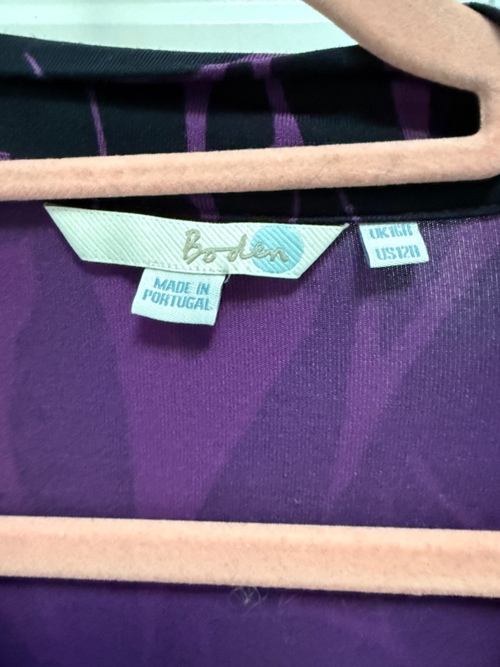 Iconic Boden Purple & Black Tropical Floral Wrap Dress-Med-Lrg - Picture 5 of 6